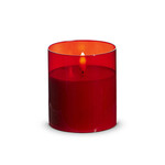 3.5X4 RED GLASS IVORY PILLAR CANDLE