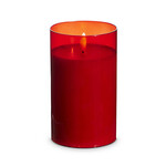 3.5x6 RED GLASS IVORY PILLAR CANDLE