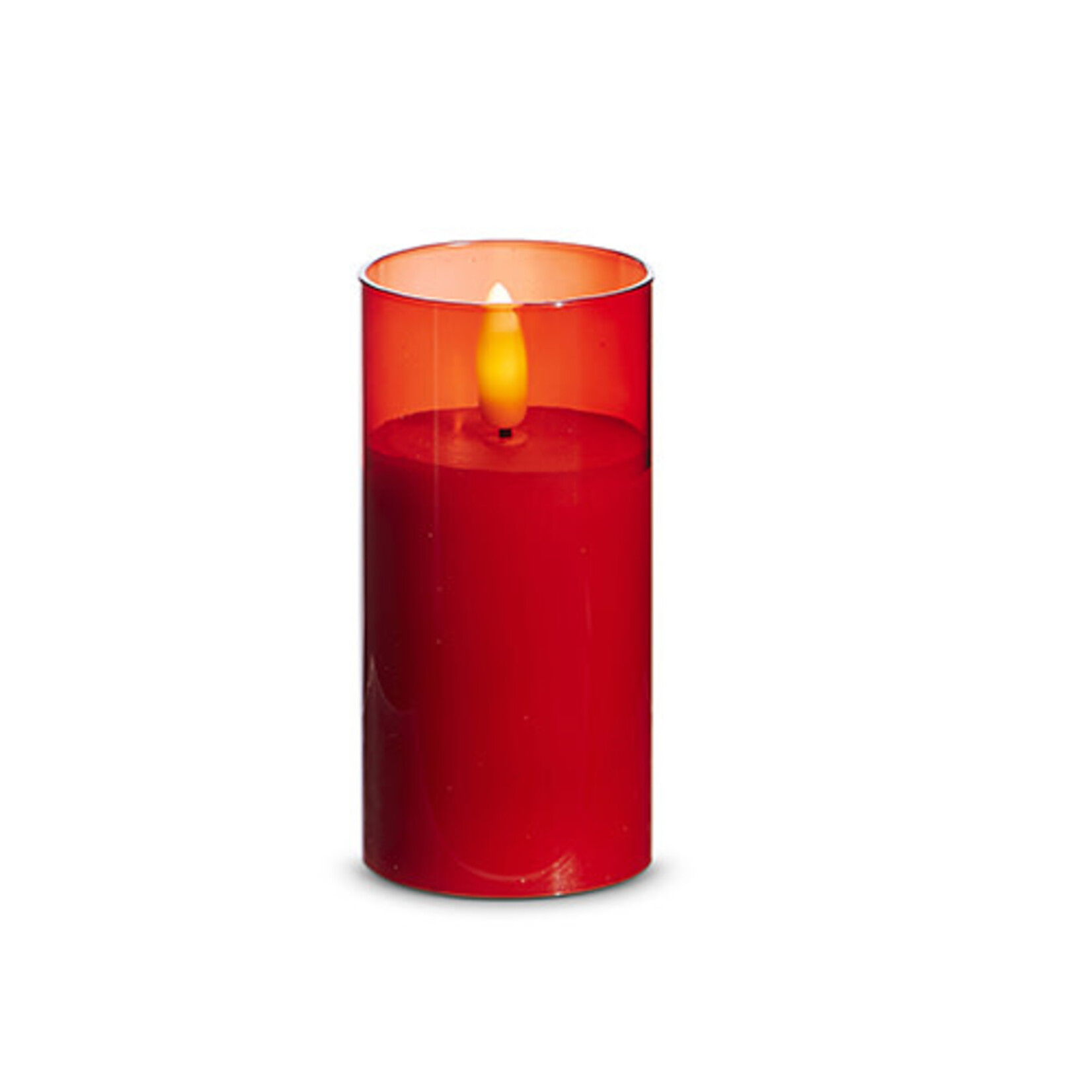 2x4 RED GLASS IVORY PILLAR CANDLE