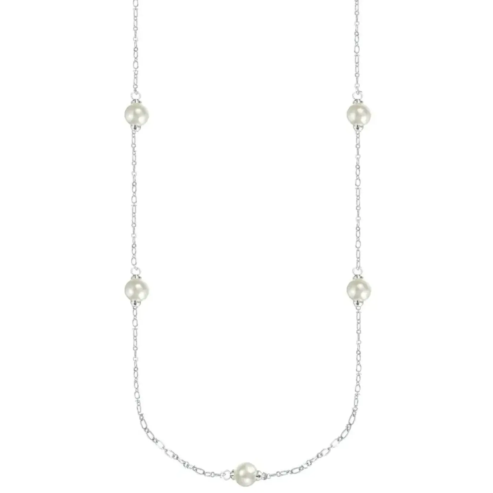 ADORNED PEARL STATION NECKLACE SILVER