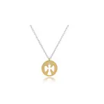 16" NECKLACE STERLING MIXED METAL - GUARDIAN ANGEL GOLD DISC