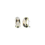 LATTICE COLLECTION - BLACK ABALONE PAVE OMEGA CLIP POST EARRINGS
