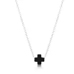 16" NECKLACE STERLING - SIGNATURE CROSS ONYX