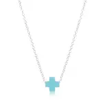 16" NECKLACE STERLING - SIGNATURE CROSS TURQUOISE