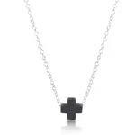 16" NECKLACE STERLING - SIGNATURE CROSS CHARCOAL