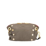 DANIEL CROSSBODDY CLUTCH SMALL PEWTER/BRUSHED GOLD RED ZIP