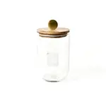 HAPPY EVERYTHING MINI SMALL WOODEN LID GLASS JAR