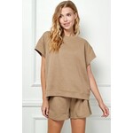 SEE AND BE SEEN KEEP IT CASUAL TEXTURED TOP - TAN