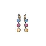 SMALL THREE STONE LEVERBACK EARRING - CANDY/GOLD