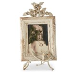 DISTRESSED CREAM METAL PHOTO FRAME W/ EASEL STAND
