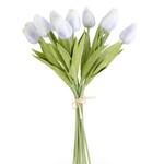 BLUE REAL TOUCH MINI TULIP BUNDLE 13.5 IN