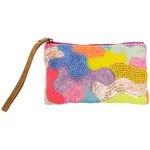 MULTICOLORED AZTEC SEQUIN BEADED WRISTLET W/ LEATHER STRAP