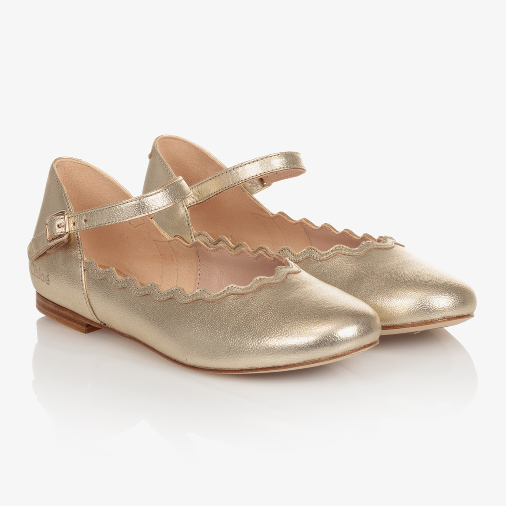 Nova Chloé Teen Gold Scallop Ballerinas sz 34 (US sz 3)