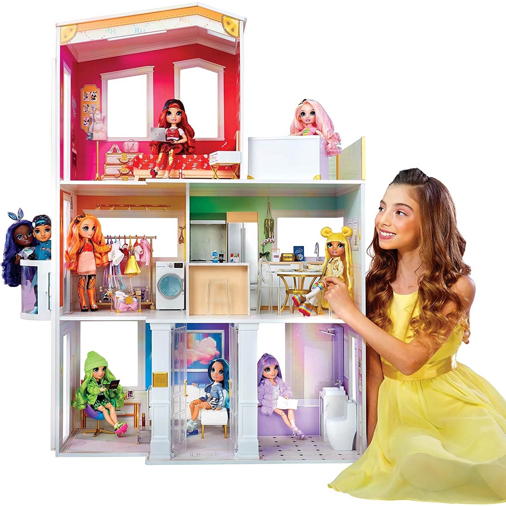 Nova Rainbow High House Playset- 3-Story Wood Doll House