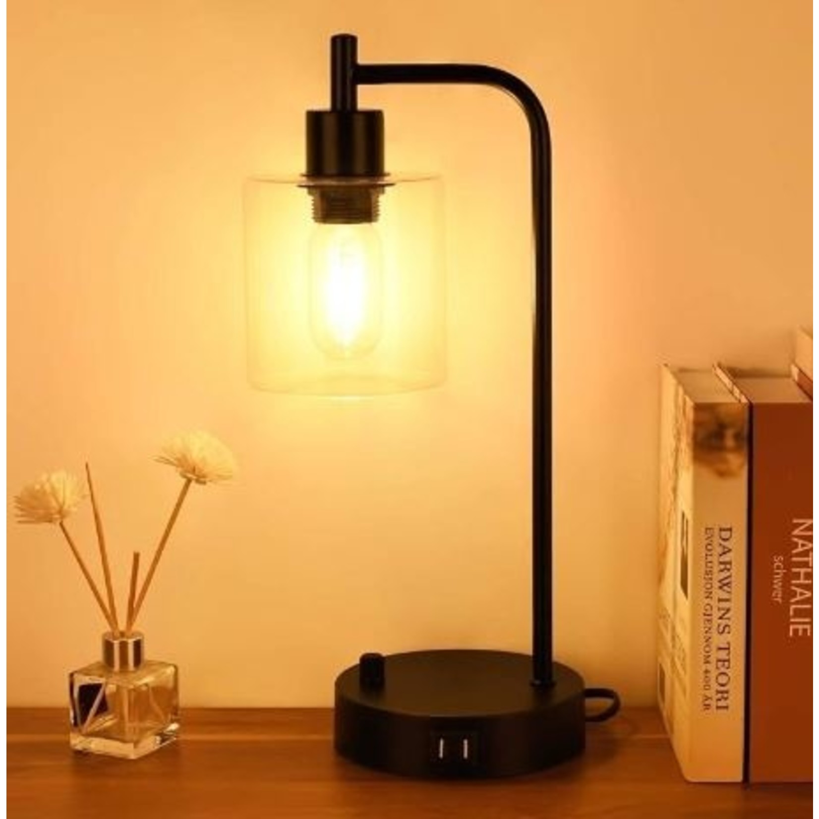 Nova Industrial Table Lamp with 2 USB Ports