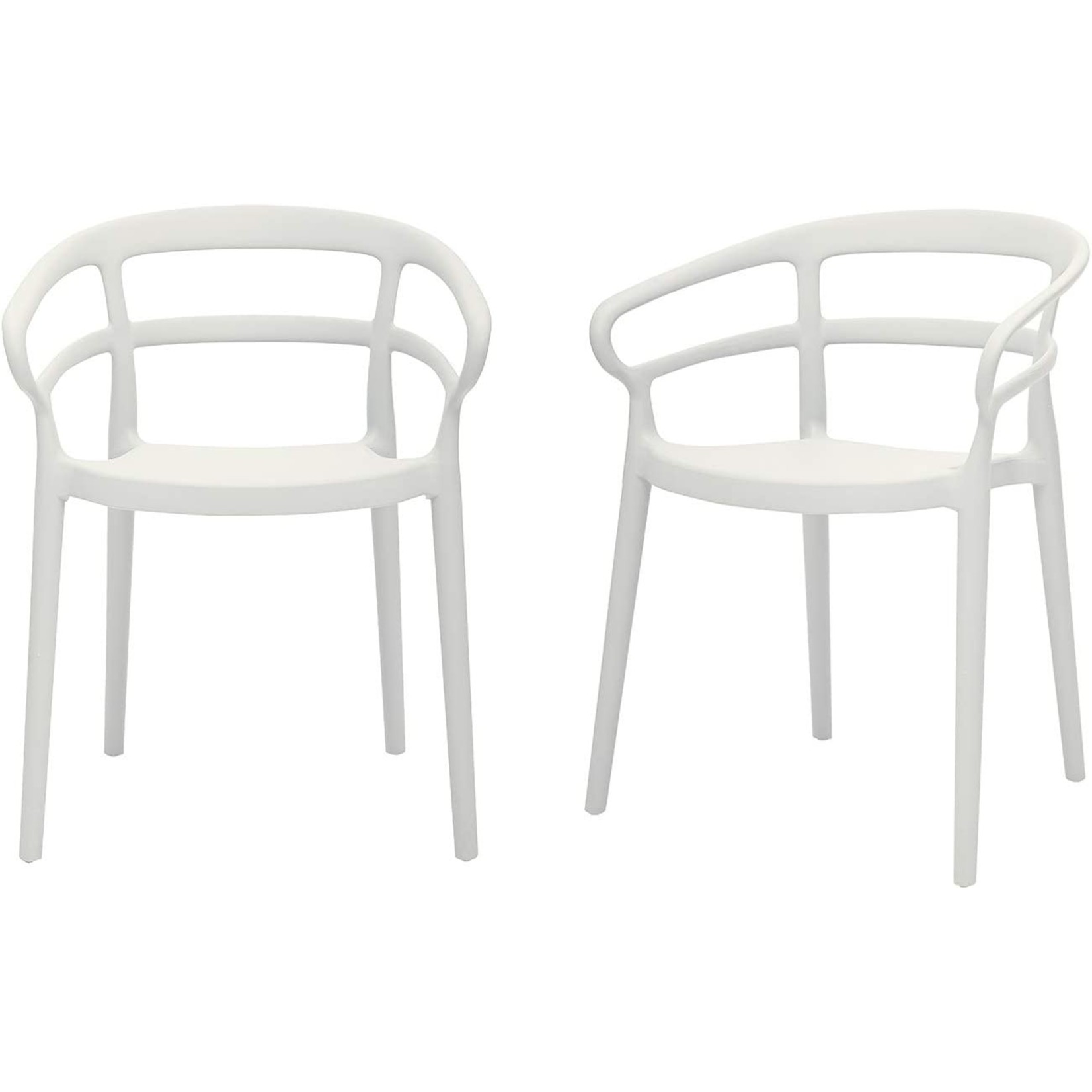 Nova SET of 2 - White, Curved Back Dining Chairs