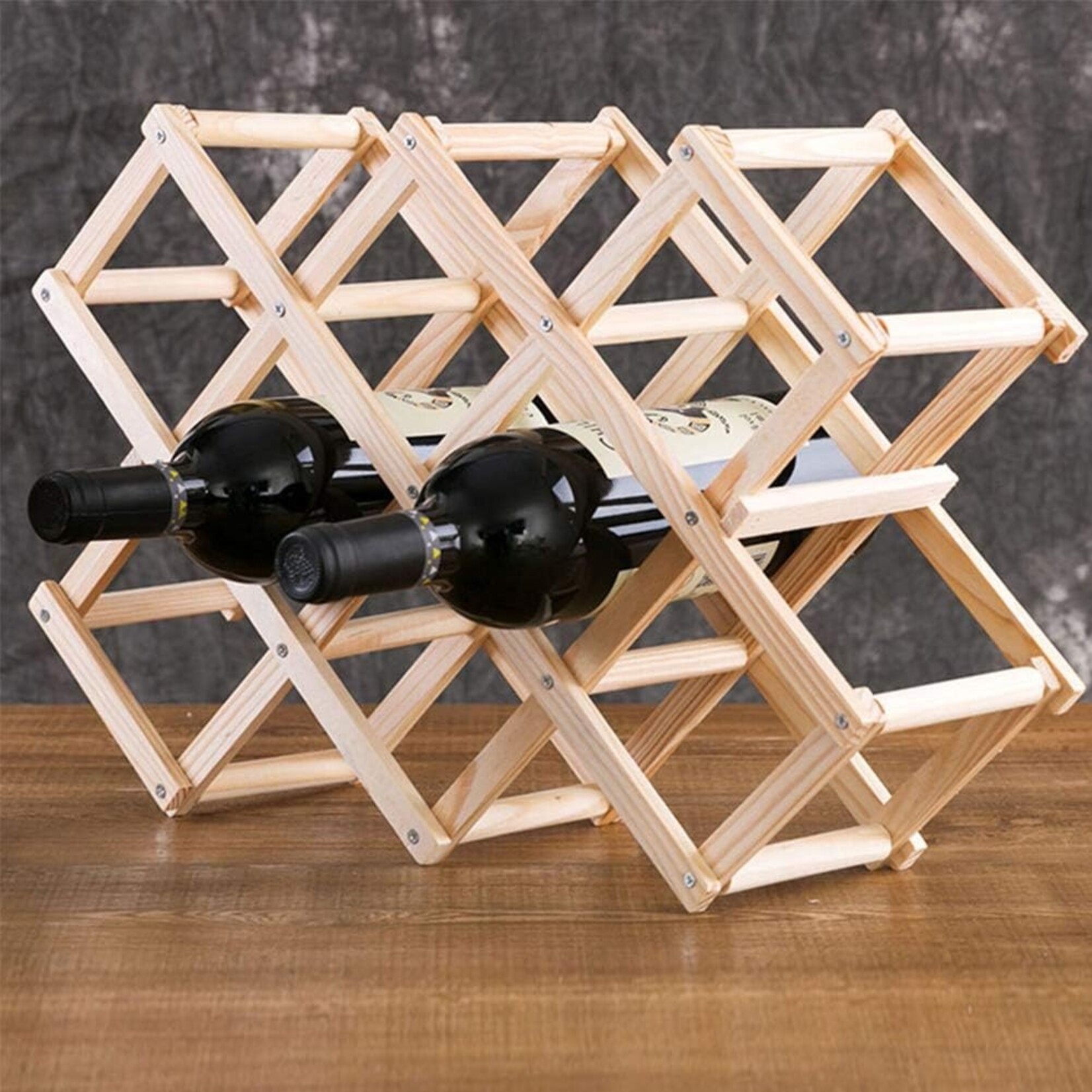 Nova Wood Wine Rack 10-Bottle Holder Foldable