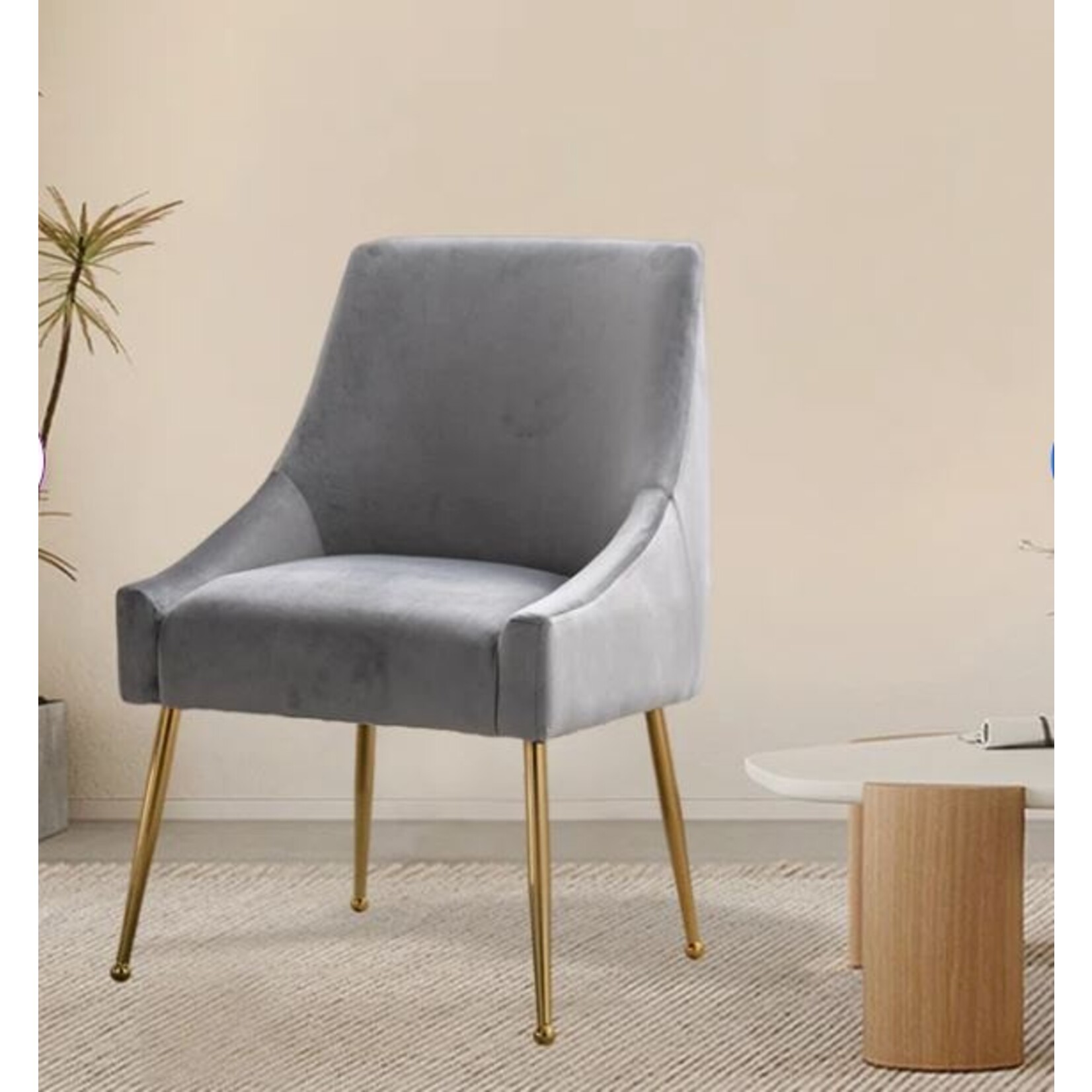 Nova *(SET of 2) Brelynn Tufted Velvet Solid Back Side Chair, Grey