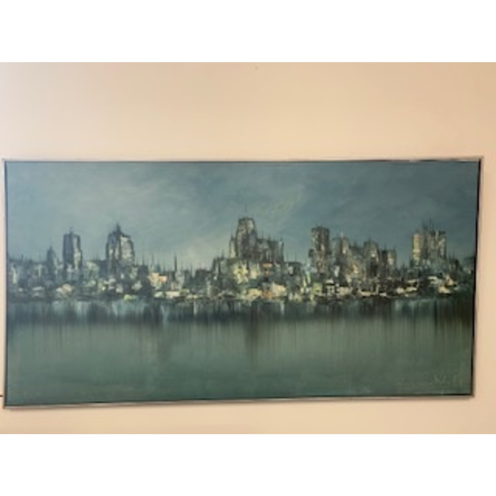 Estate Mid Century Modern Cityscape Painting (1960-70's)