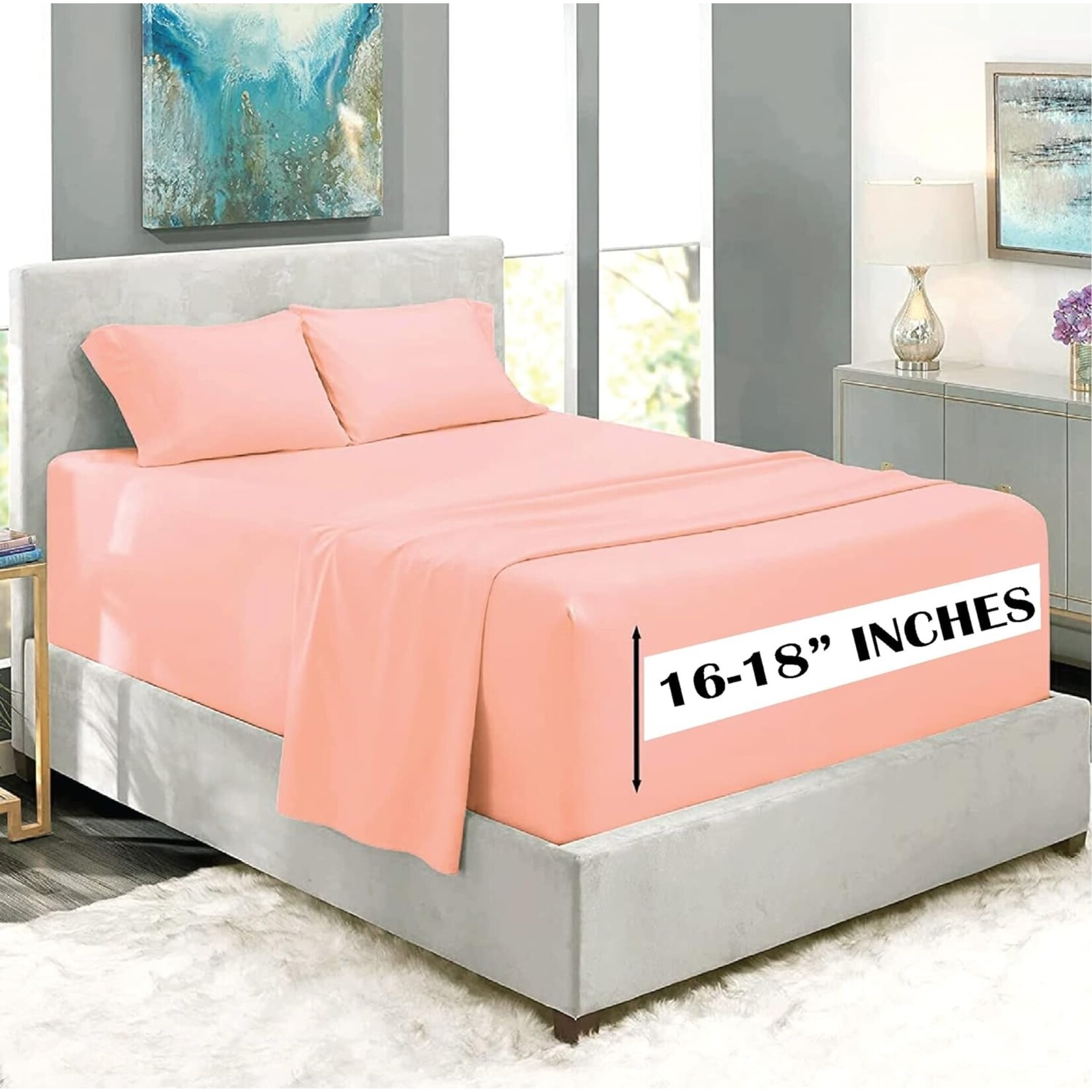 Nova Bedding 4 Homes King Sheet Set, Pink