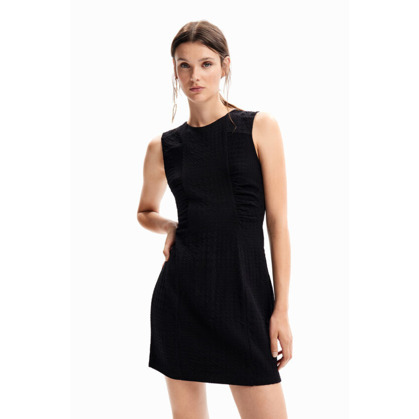 Nova Desigual Textured Mini Dress, Black