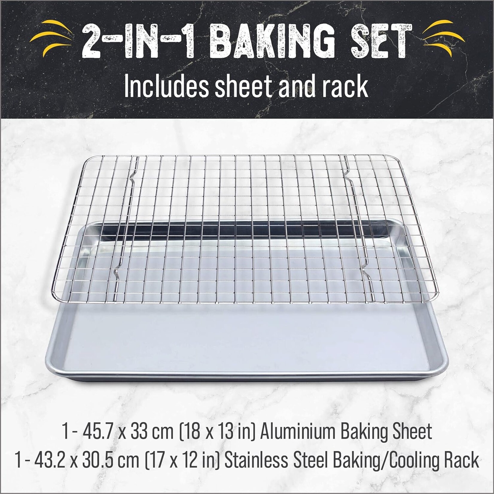 Nova Checkered Chef Baking Sheet and Cooling Rack Set - 13 X 18"