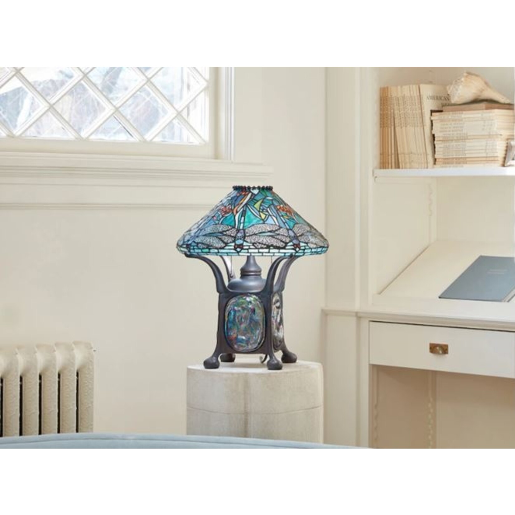 Nova Tiffany Style Dragonfly Turtleback Base Table Lamp