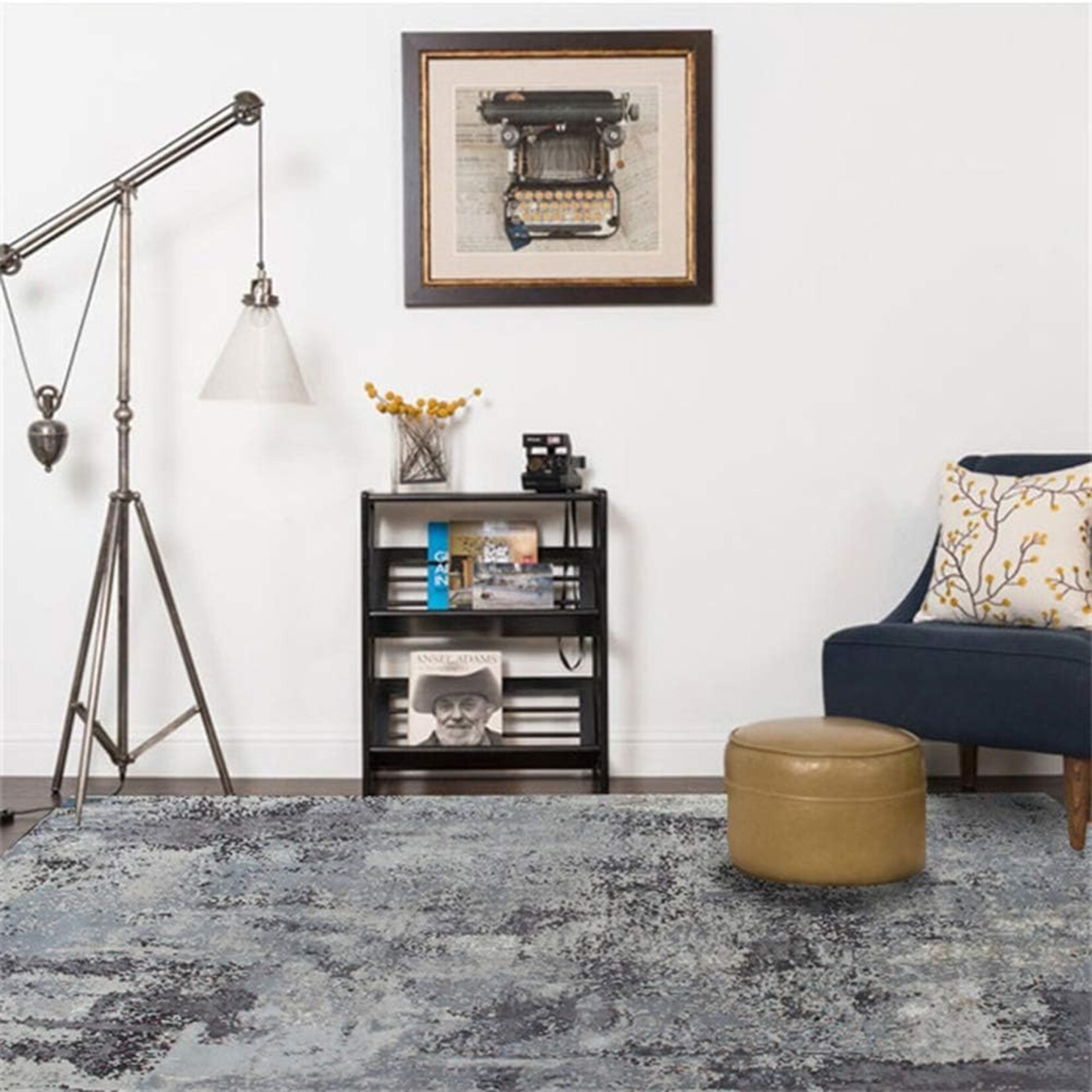 Nova New Chinese Style Abstract Cement Grey Area Rug, 4 x 6