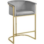 Nova Modern Gray Velvet Stool with Gold Steel Frame