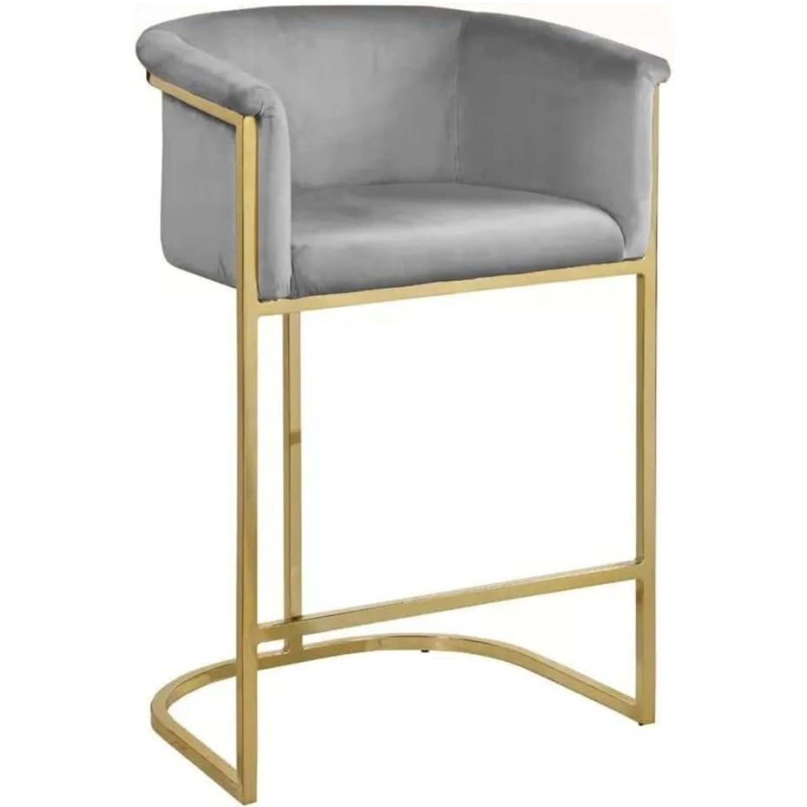 Nova Modern Gray Velvet Stool with Gold Steel Frame