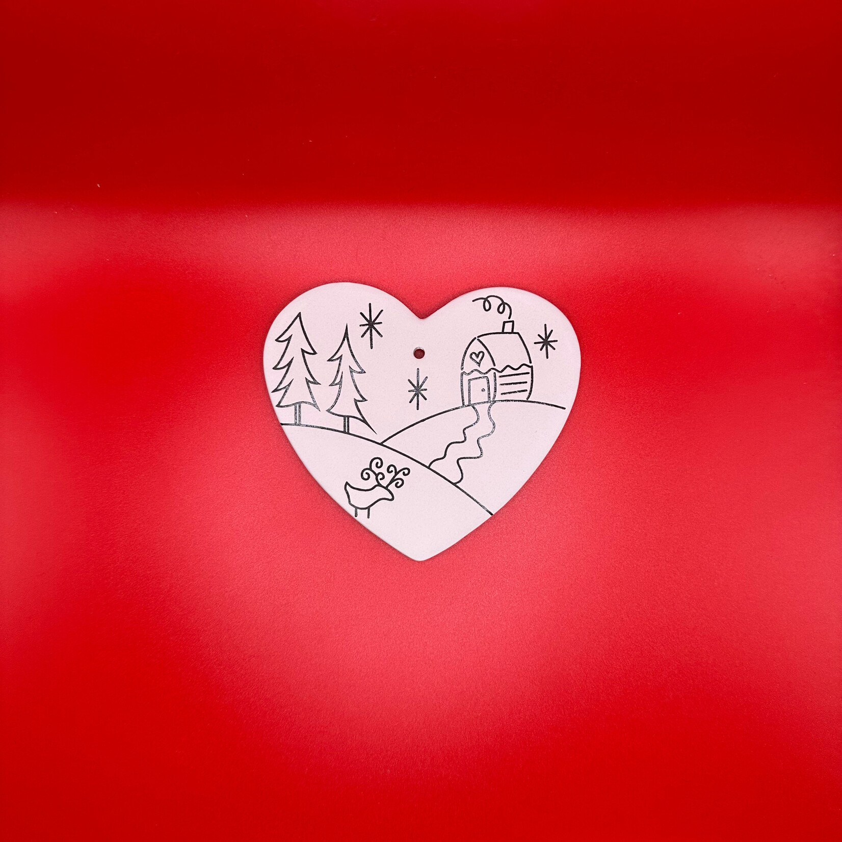 Hand Detailed Snowy Cabin Orn.