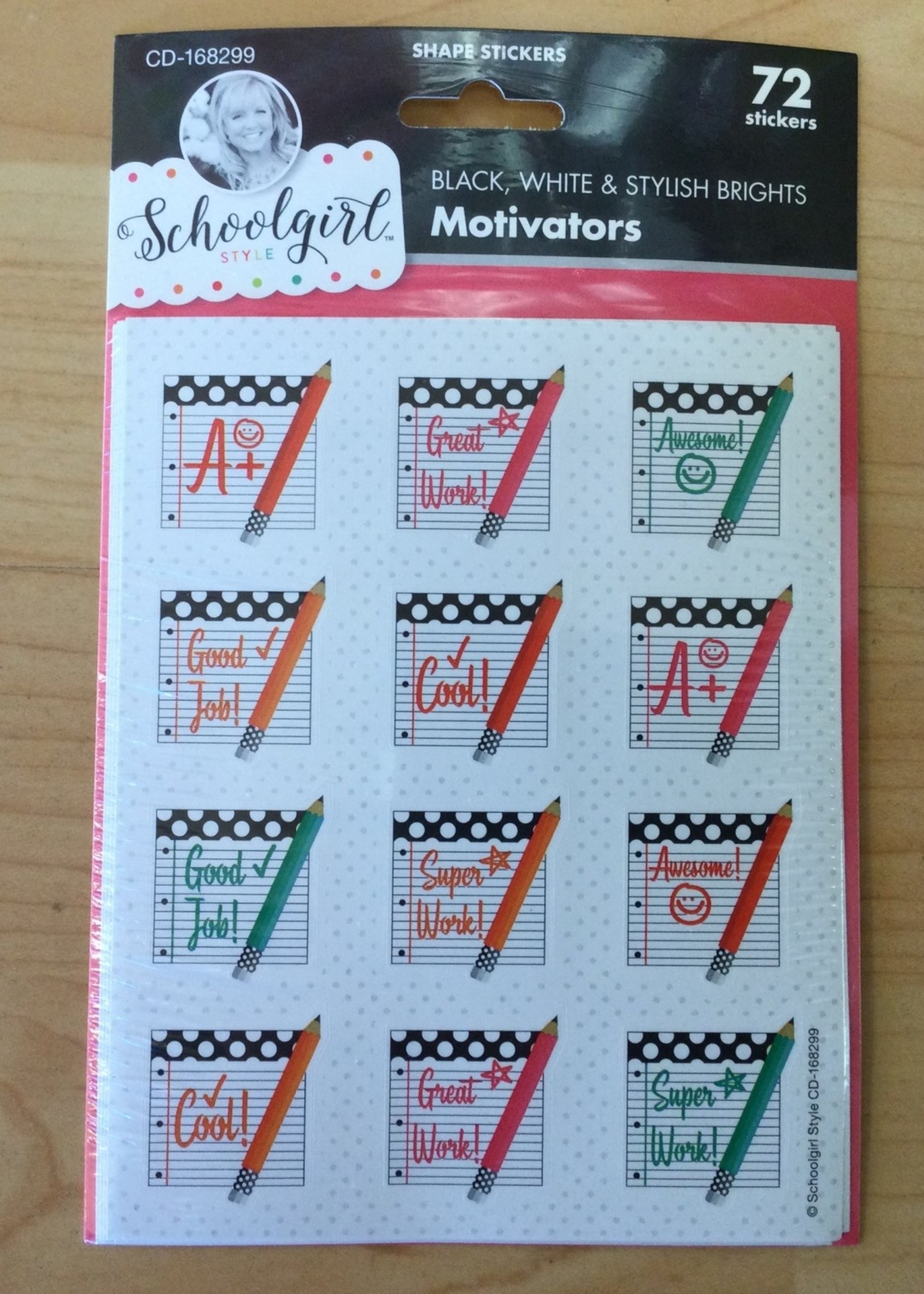 Schoolgirl Style Black, White, & Stylish Bright Motivational Papers Stickers