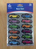 Race Cars Shape Stickers 72pc