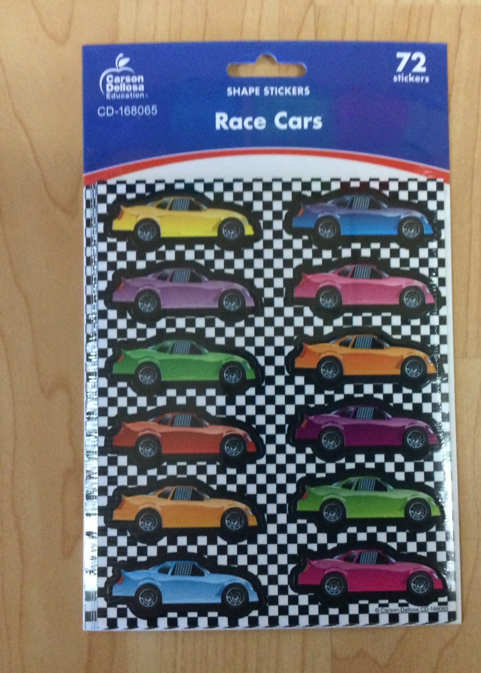 Race Cars Shape Stickers 72pc