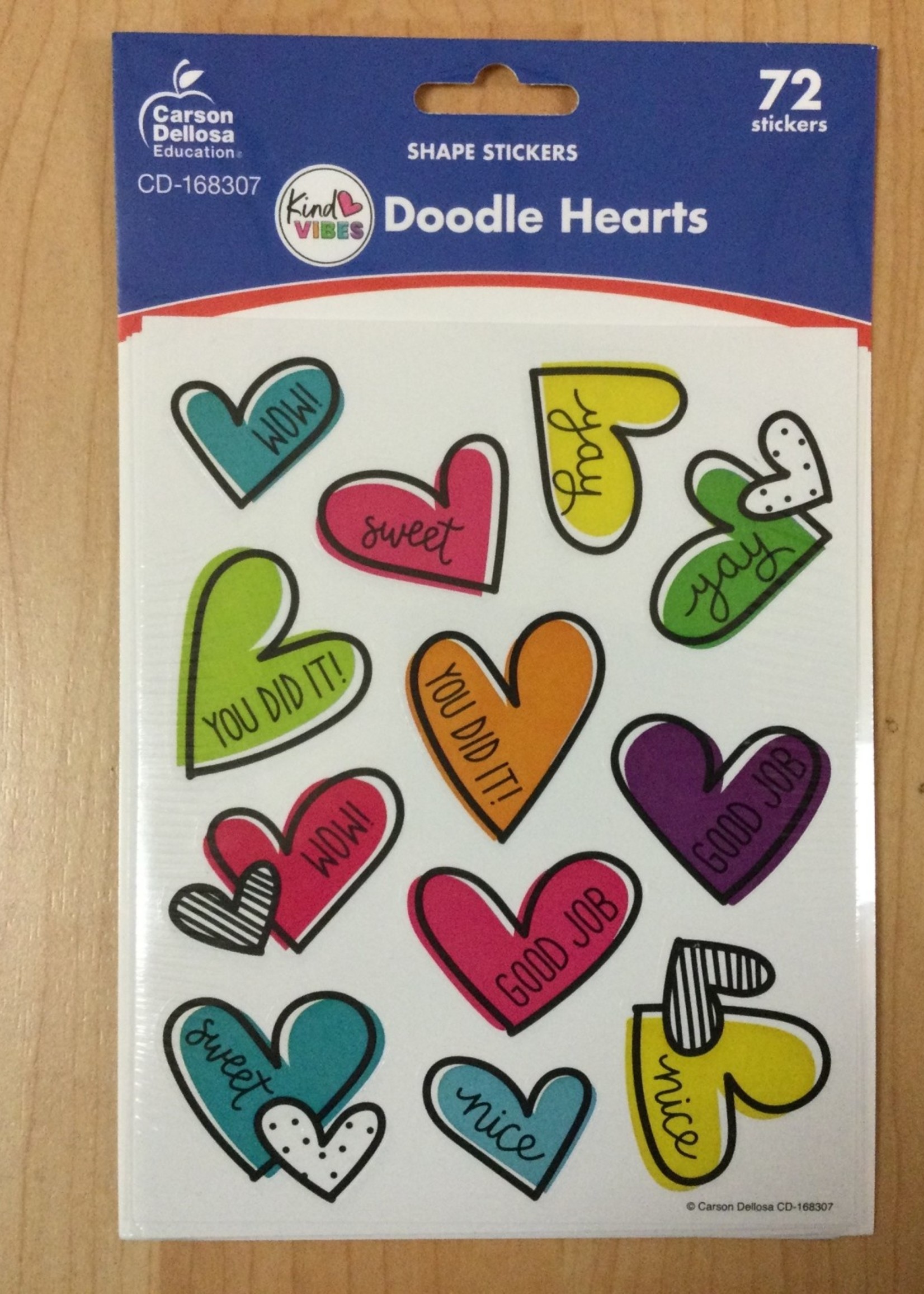 Kind Vibes Doodle Hearts Stickers 72pc