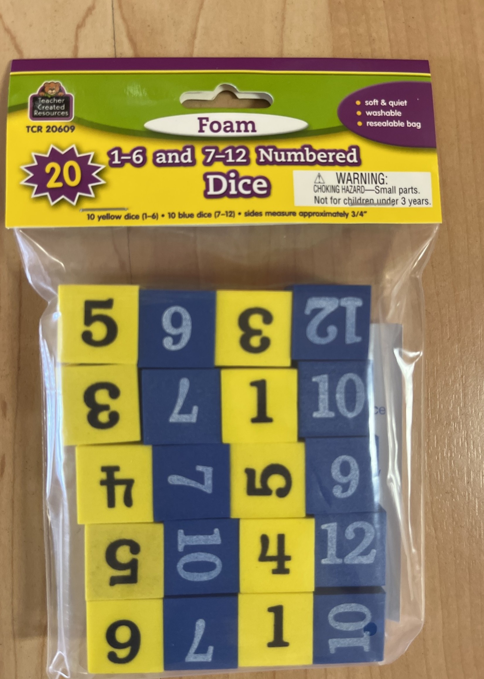 1-6 & 2-12 Numbered Foam Dice 20pc