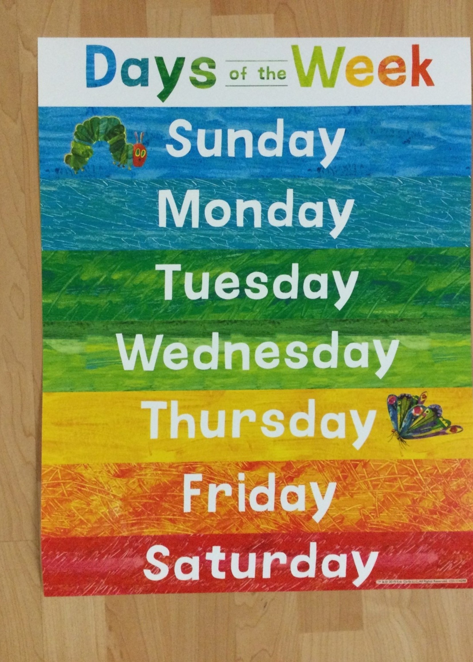 Eric Carle Days of the Week Eric Carle Days of the Week Chart