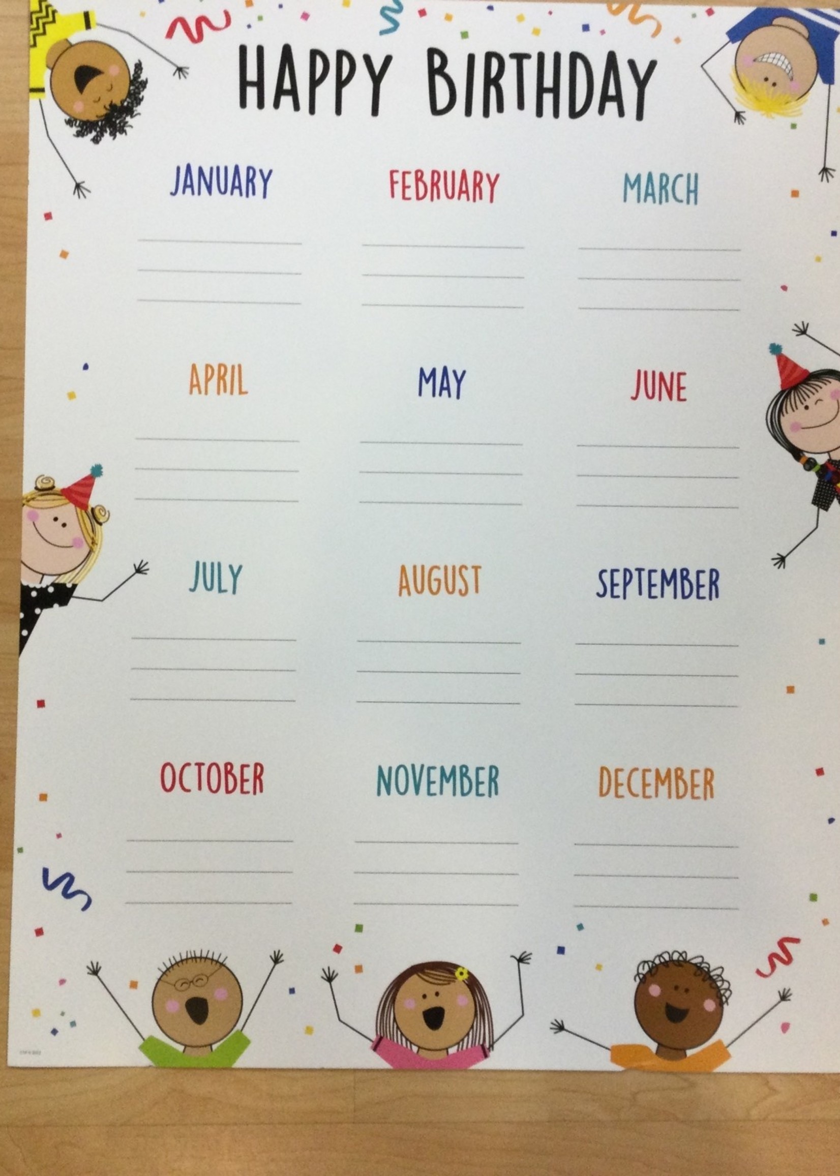 Stick Kids Happy Birthday Chart