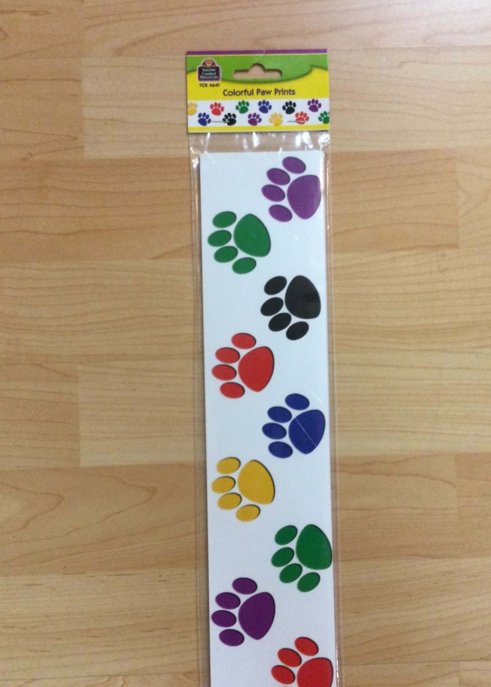 Colorful Paw Print Straight Border