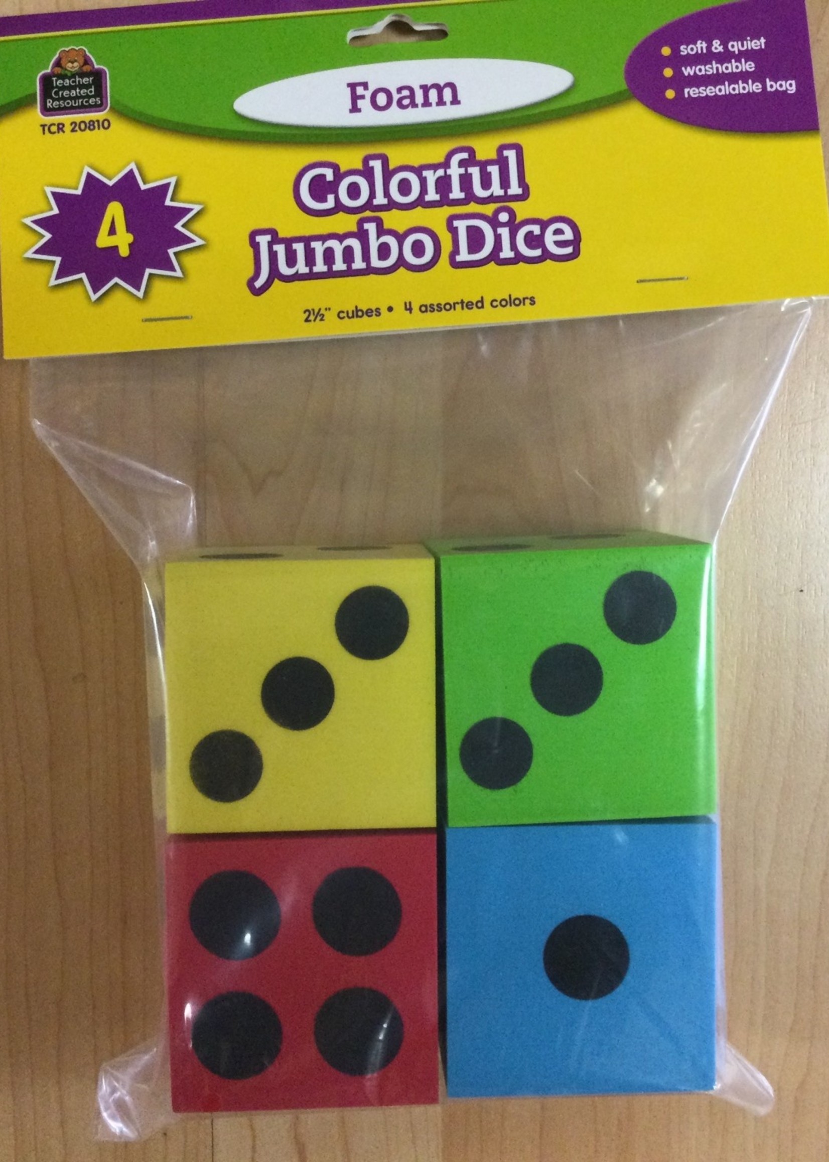 Colorful Jumbo Dice 4Pk