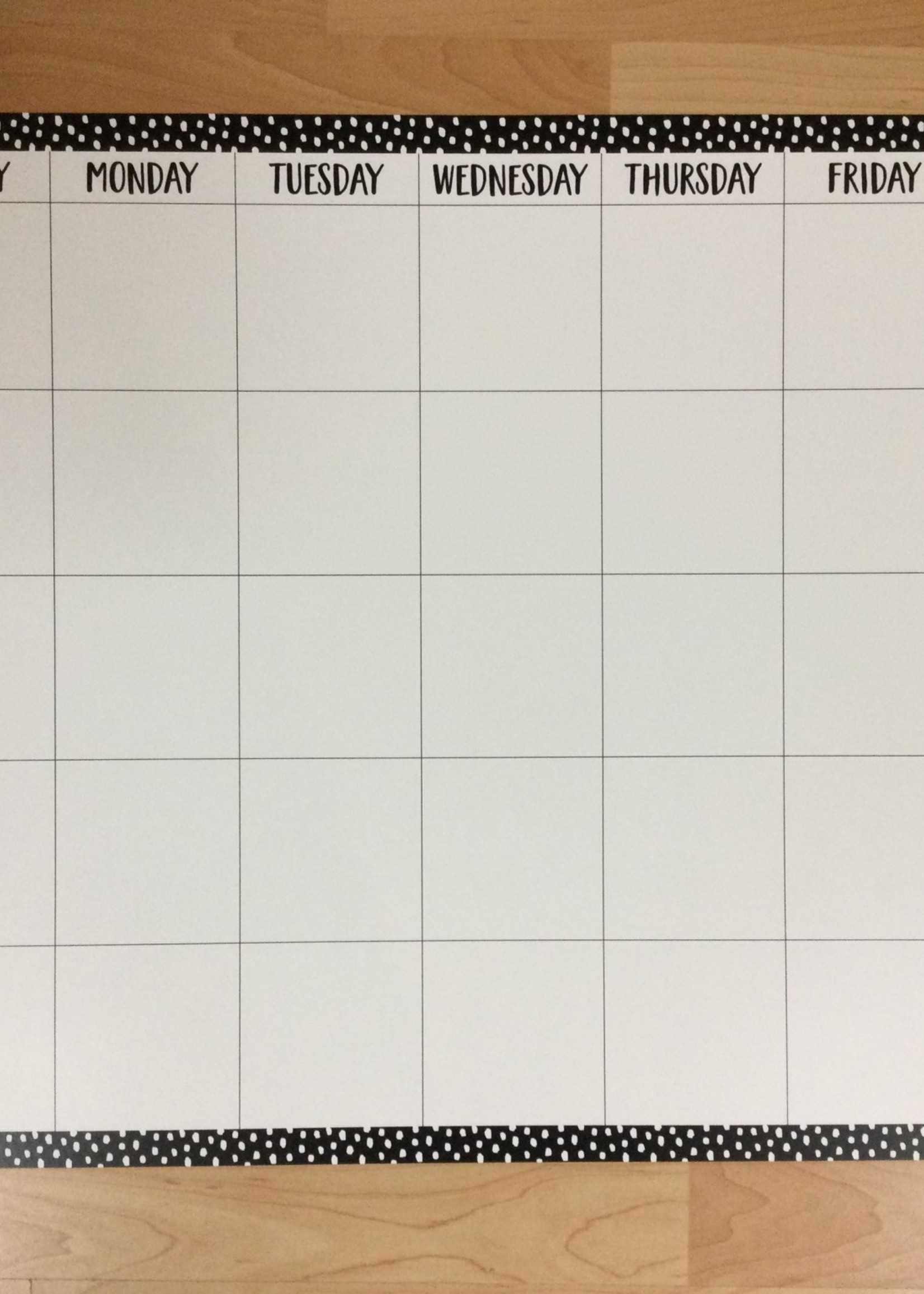 Messy Dots on Black Calendar Chart 22" x 17"