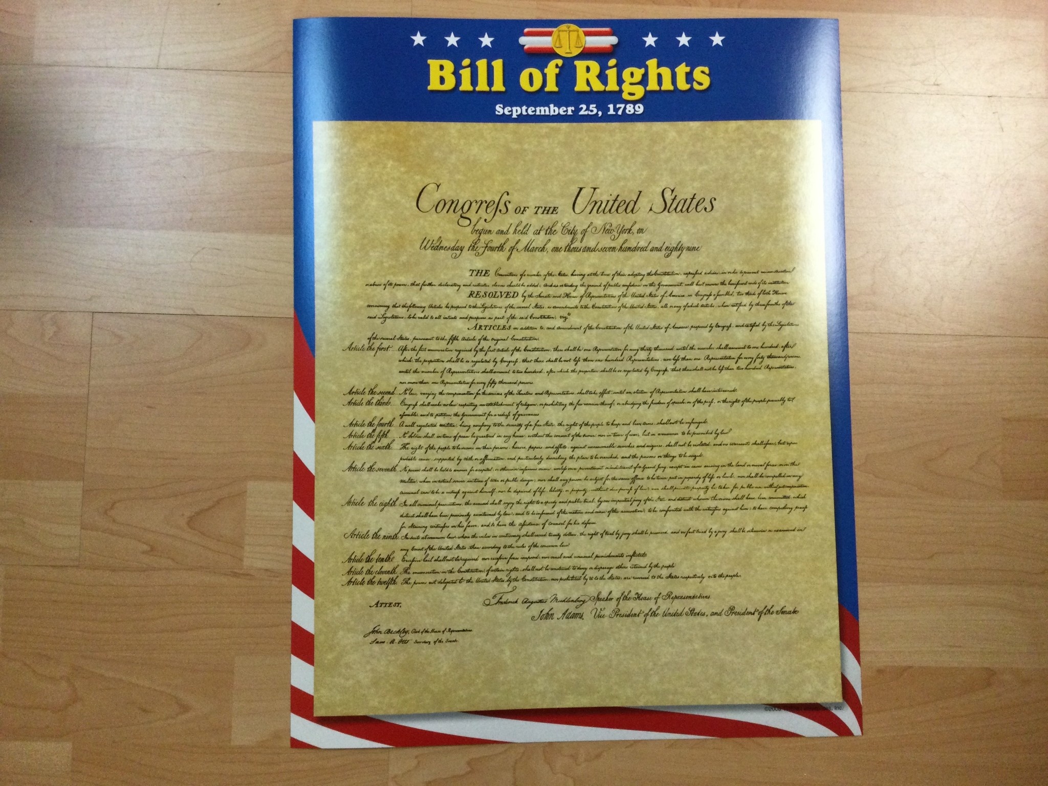 Bill of Rights Poster School Spot