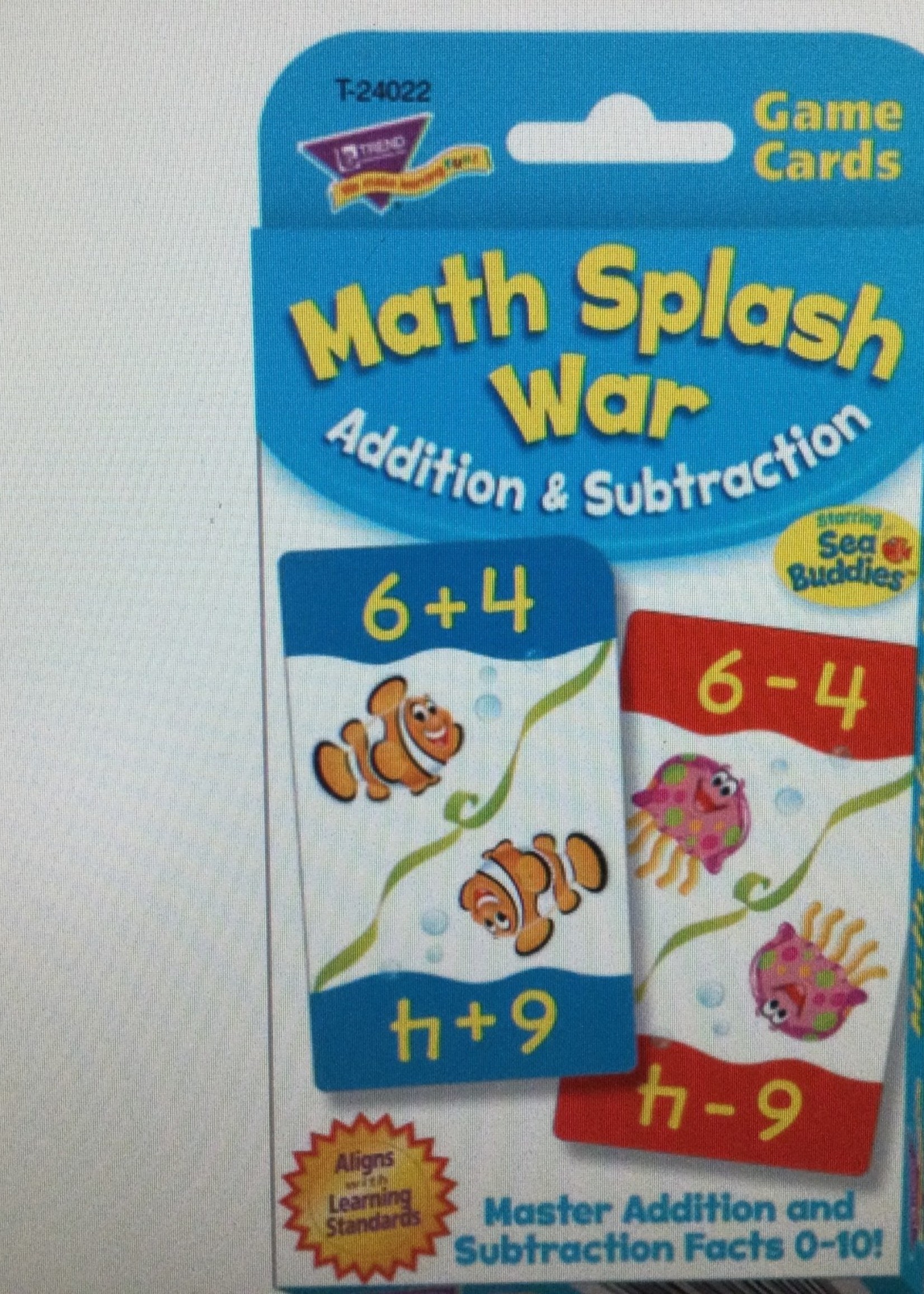 Math Splash War Add/Sub Flashcards