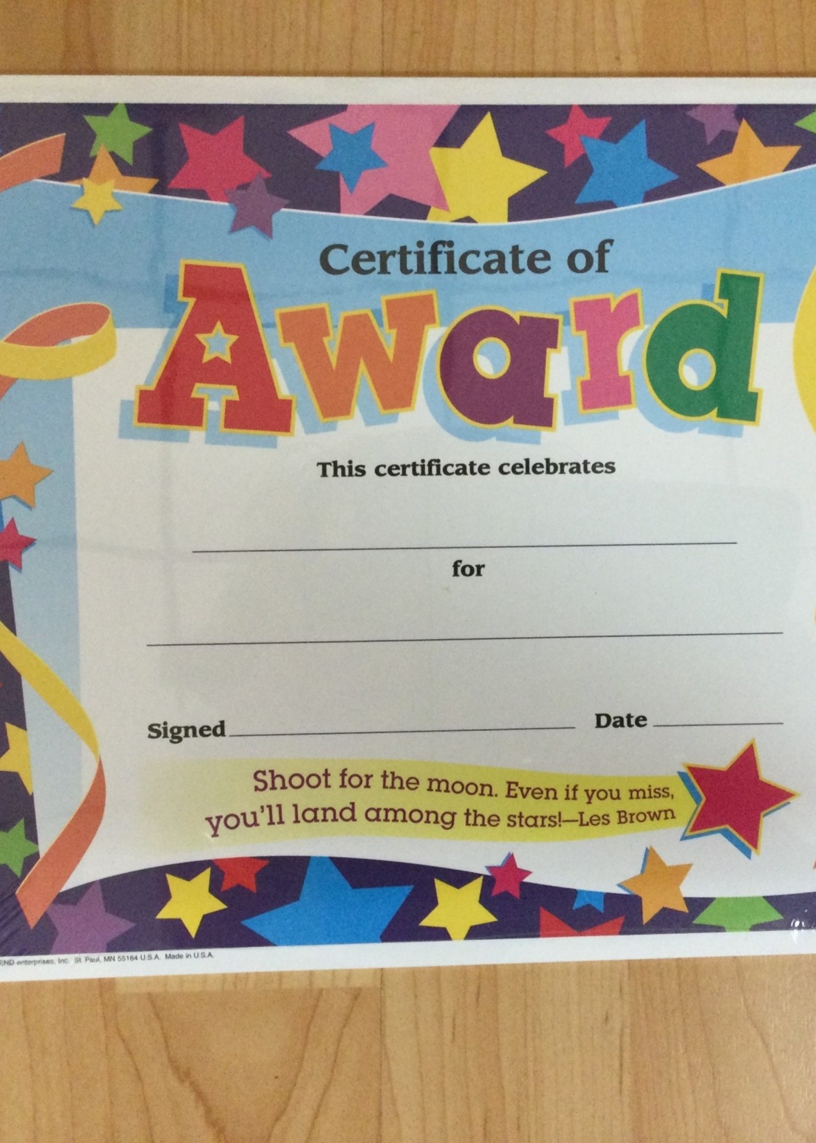 Certificate of Award Colorful Stars