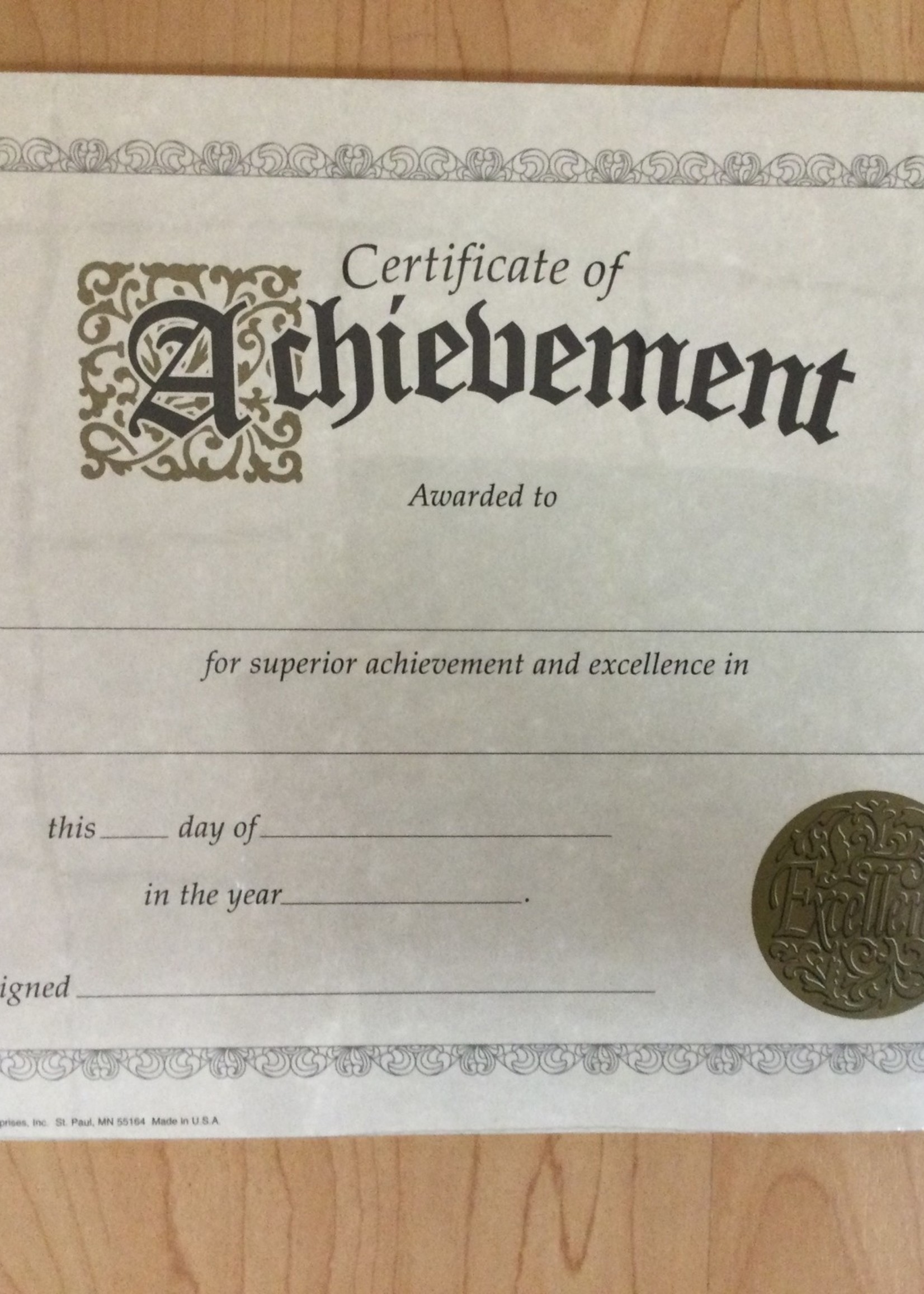 Certificate of Achievement 30pk