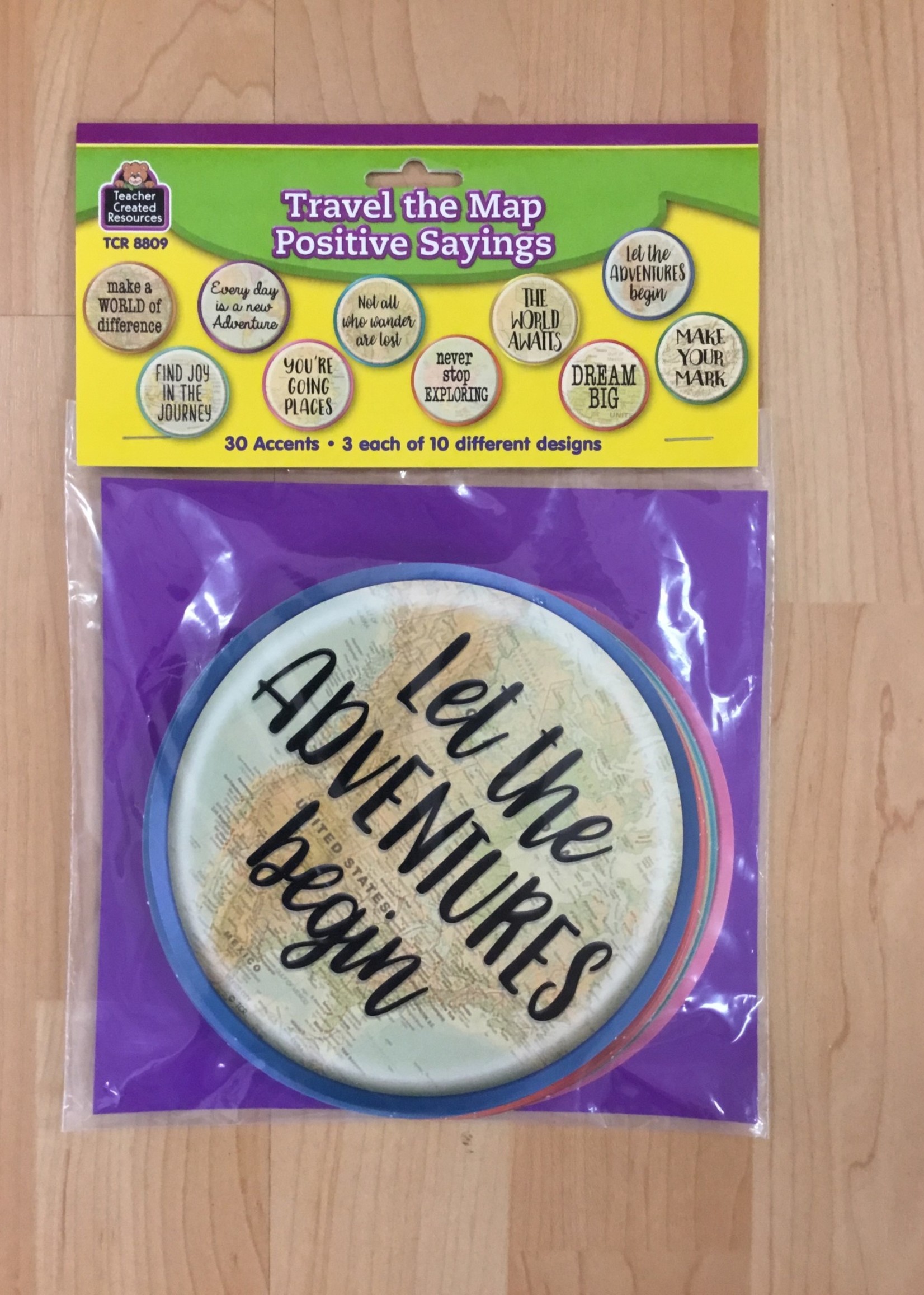 Travel the Map Positive Sayings Cutouts 30pc