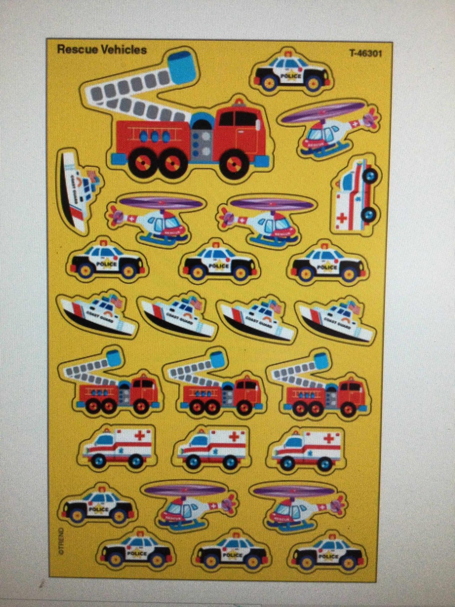 Rescue Vehicles Stickers 8 sheets - School Spot