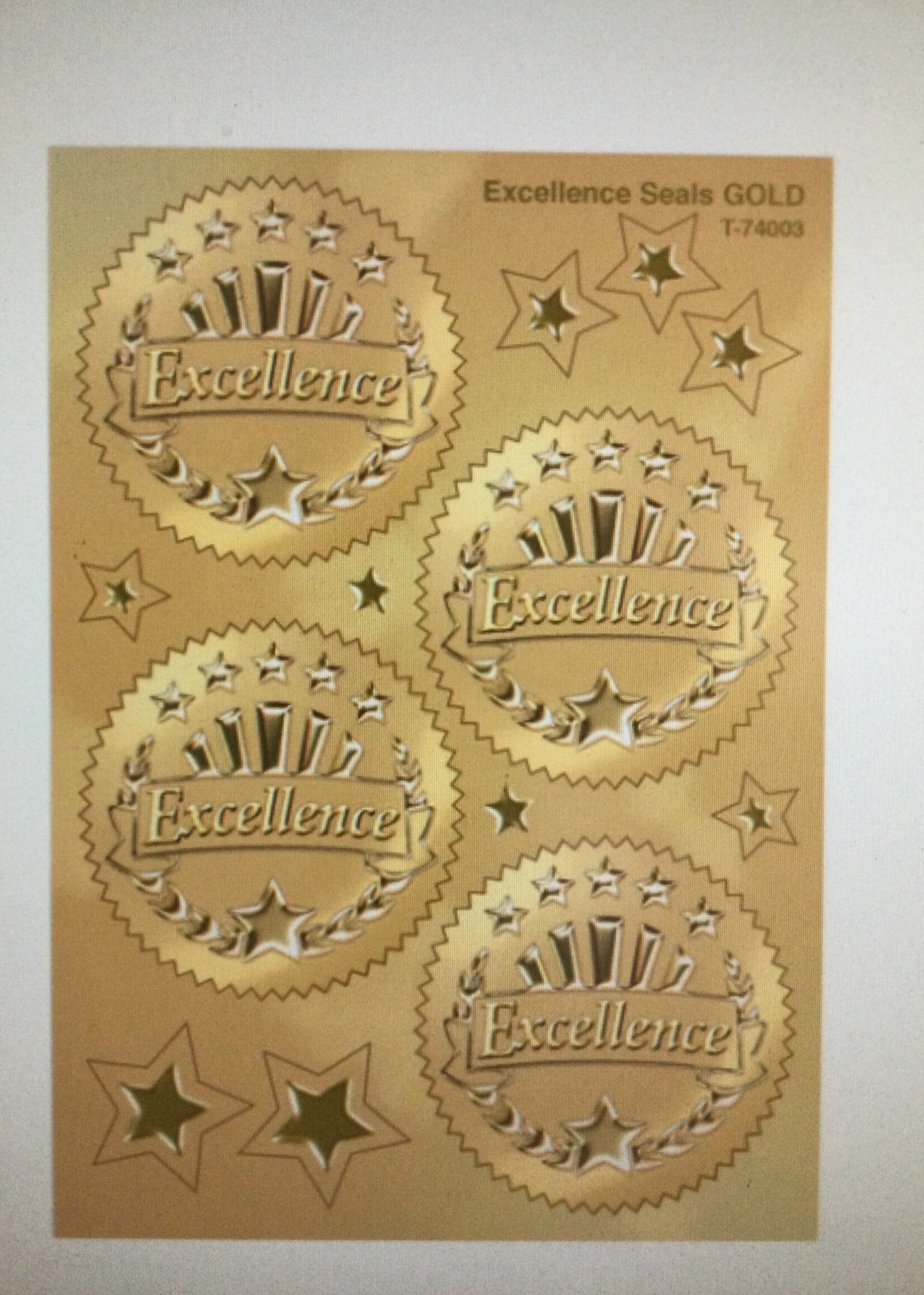 Excellence Award Seal Embossed Foil Sticker 32pc