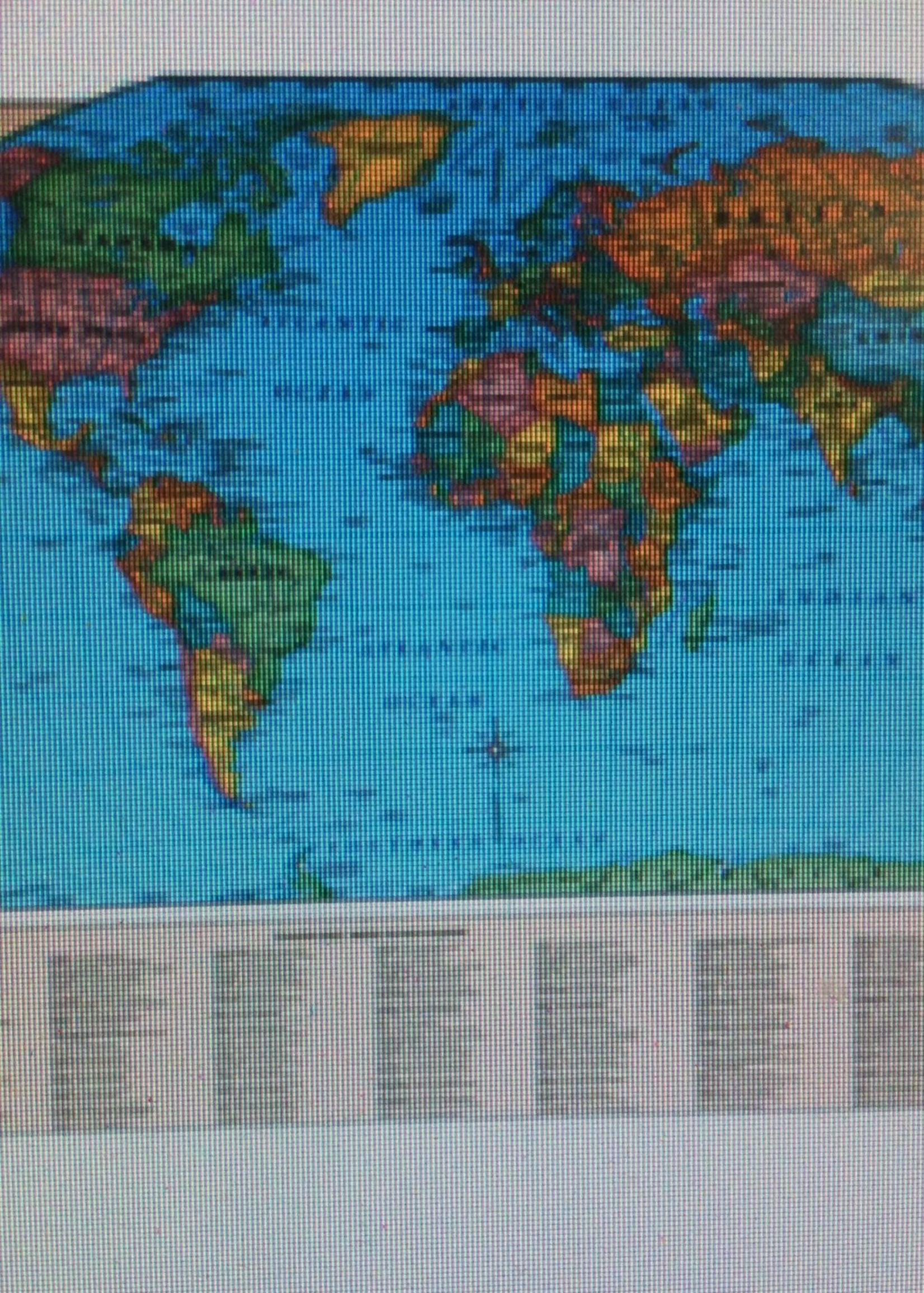Laminated World Wall Map 49"x33"