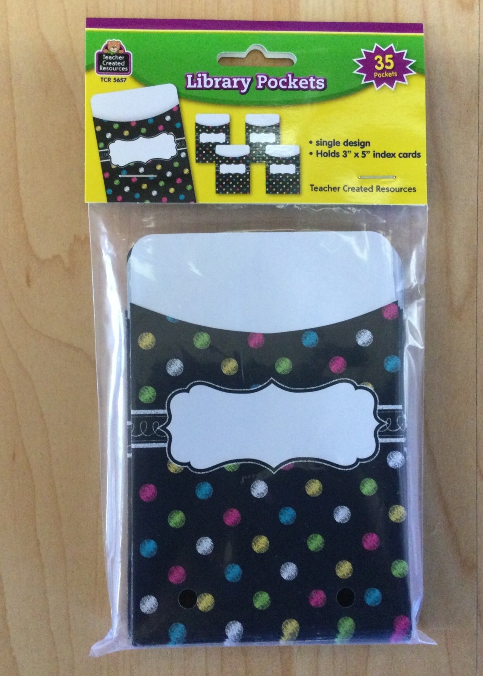 Chalkboard Brights Library Pockets 35pk